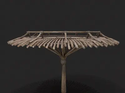 Medieval Wooden Circular Platform Arena 2 Low-poly 3D model