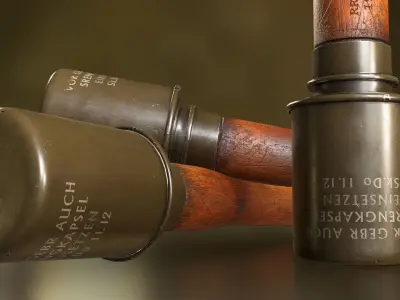 WW2 German M24 Stick Grenade Low Poly Game Asset Low-poly 3D model