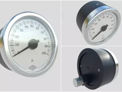 Pressure Gauge M5 Low-poly 3D model