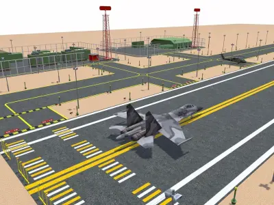 Military Airfield Low-poly 3D model