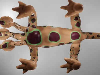 Three headed dragon lizard creature monster 3D model