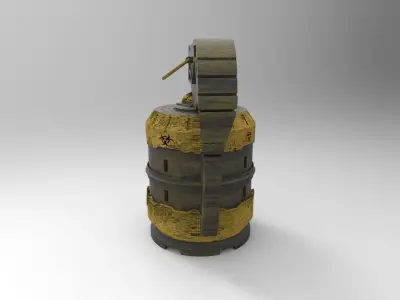 Green Yellow High Poly Grenade 3D model