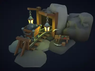 Stylized Poly Mine Low-poly 3D model