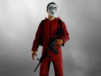 Robber from Money Heist Korea Low-poly 3D model