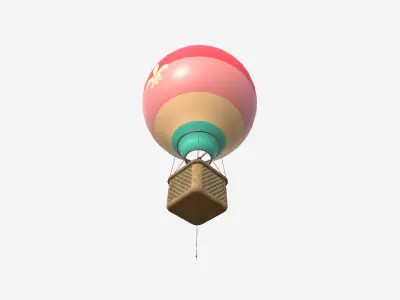 Balloon Hot Air 06 Colored Pink - Aircraft Cartoon Low-poly 3D model