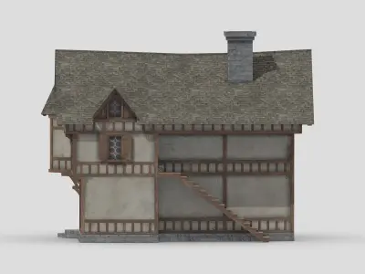Medieval Building 01 Low Poly PBR Realistic Low-poly 3D model