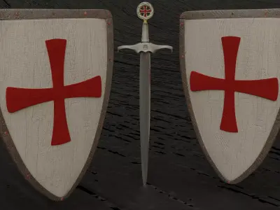Shield and sword  templar style 3D model
