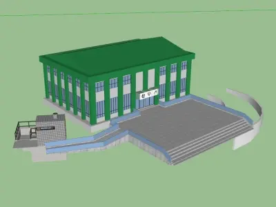 Sangmugwan building with stairs Free 3D model