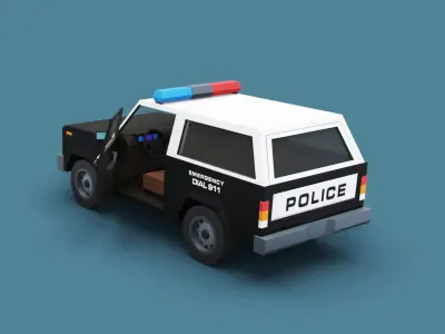 Stylized Cartoon SUV Police Car Low-poly 3D model
