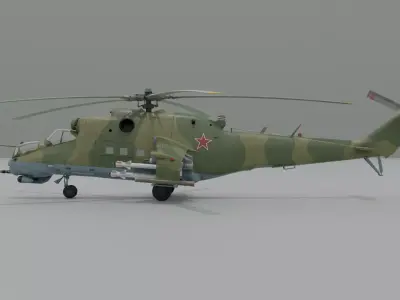 Mil Mi-24V Hind Low-poly 3D model