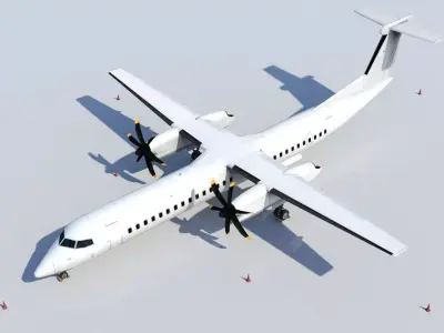 DHC-8D Q400 Low Poly Static Low-poly 3D model