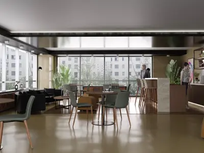 Modern Cafe Design Free 3D model