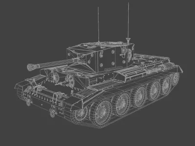 Cromwell V Cruiser tank Low-poly 3D model