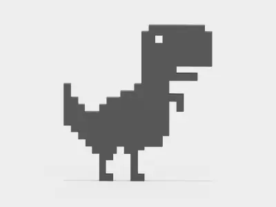 Pixel Google Chrome Dinosaur  Low-poly 3D model