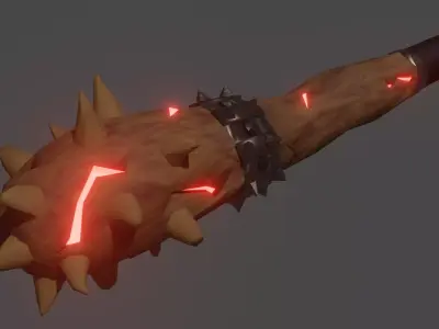 baton spiked weapon with lights Low-poly 3D model