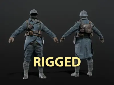 SOLDIER WWI French Rigged 3D model