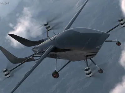 Air One Two Person eVTOL Air Vehicle Black 3D model