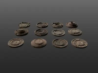 3D ancient stand base KITBASH Low-poly 3D model