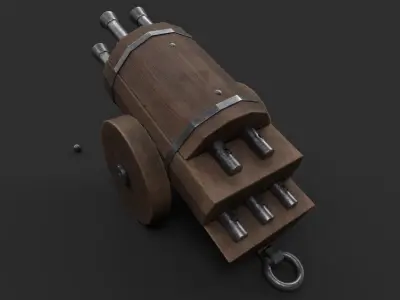 Medieval 15th century organ gun Low-poly 3D model