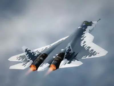 SU57 Felon-TopGun with High Resolution Textures-Fully Rigged Low-poly 3D model
