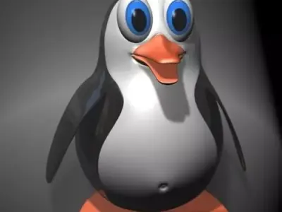 Penguin cartoon rigged Low-poly 3D model