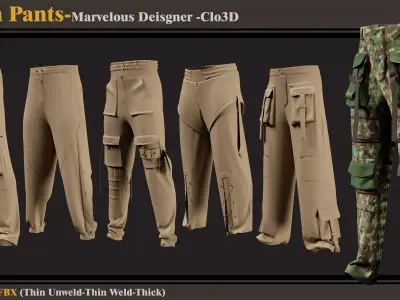 5 Mens Pants -MD-Clo3D-ZPRJ- FBX-OBJ 3D model
