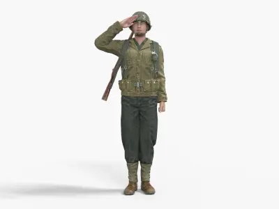 World War II US Uniform Soldier Low-poly 3D model