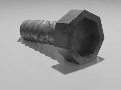 High-poly Bolt screw Free 3D model