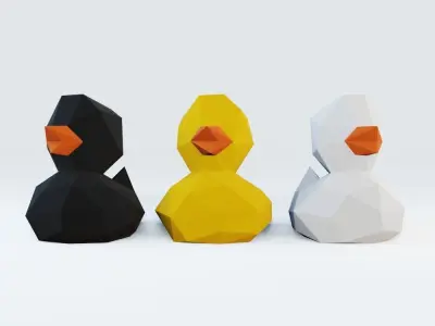 Low Poly Ducks three polygonal Low-poly 3D model