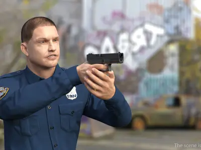 NYPD Cop Aiming 3D model