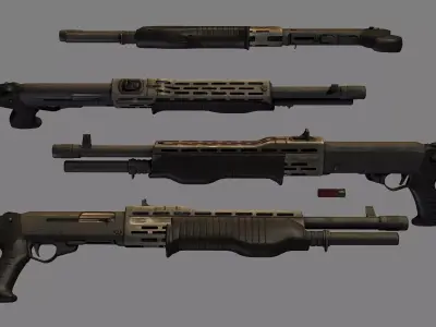 Spass 12 Shotgun Low-poly 3D model