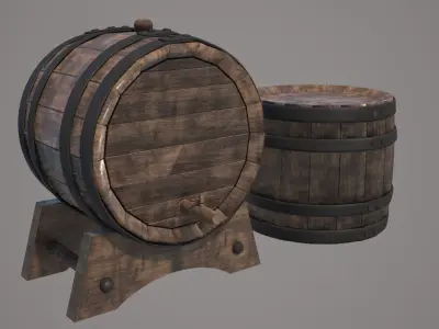 Wood Wine Barrel 3D model