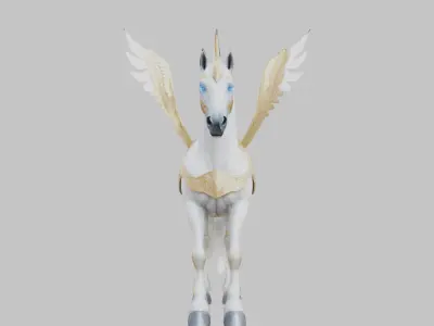 White Pegasus Horse 3D Model Low-poly 3D model