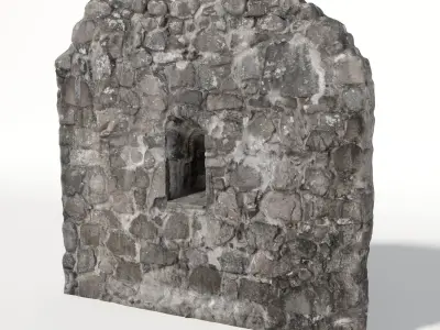 Old castle wall part D Low-poly 3D model