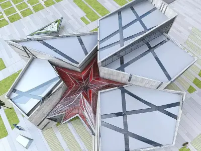 Modern Museum Building 01 Low-poly 3D model