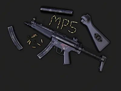 MP5 - MP5K - MP5SD - Textured - Game Ready Low-poly 3D model