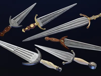 Cinquedea Daggers Low-poly 3D model