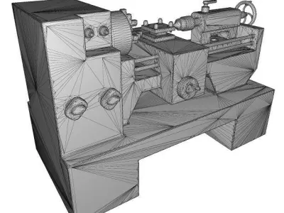 Wooden Lathe Toy Low-poly 3D model