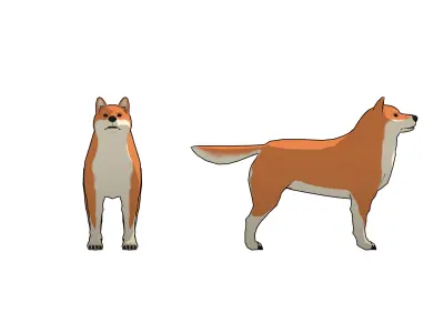Shiba Dog - NPR Free low-poly 3D model