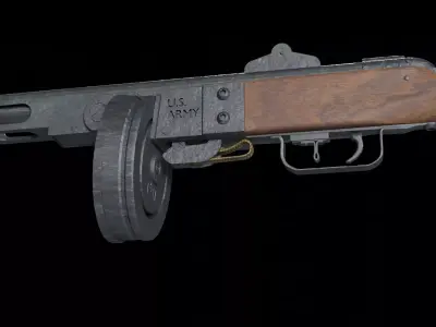 ppsh41 gun Low-poly 3D model