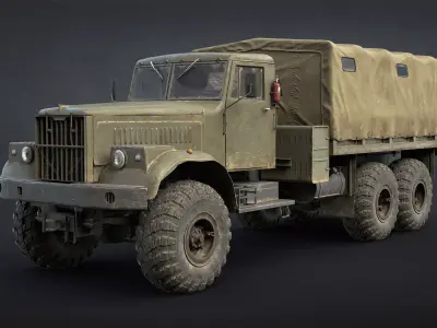 Kraz-255B Military Truck Game Ready Low-poly 3D model