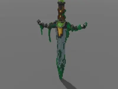 Voxel - Mossy Sword - Low-poly 3D Model Low-poly 3D model