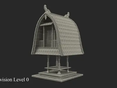 Jineng Balinese Rice Barn Architecture 3D model