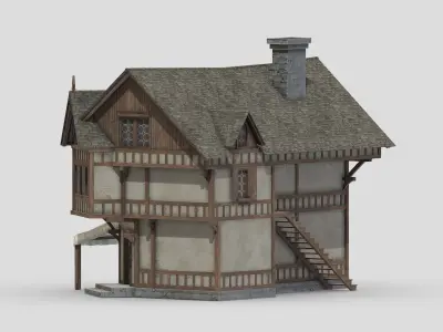 Medieval Building 01 Low Poly PBR Realistic Low-poly 3D model