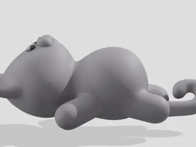 Cute british cat  Low-poly 3D model