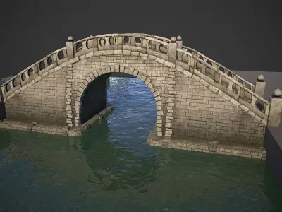 Japanese Medieval Bridge Low-poly 3D model