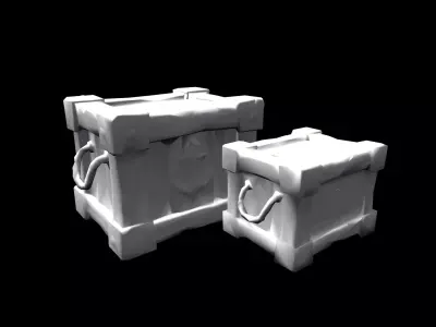 Low Poly Stylized Nautical Crate Set Low-poly 3D model