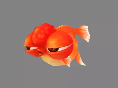 Cartoon big eyed goldfish Low-poly 3D model