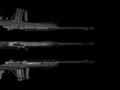Game Ready Tactical Ruger Mini 14 PBR Rigged Low-poly 3D model