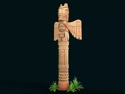 Stylized Wood Totem 7 Low-poly 3D model